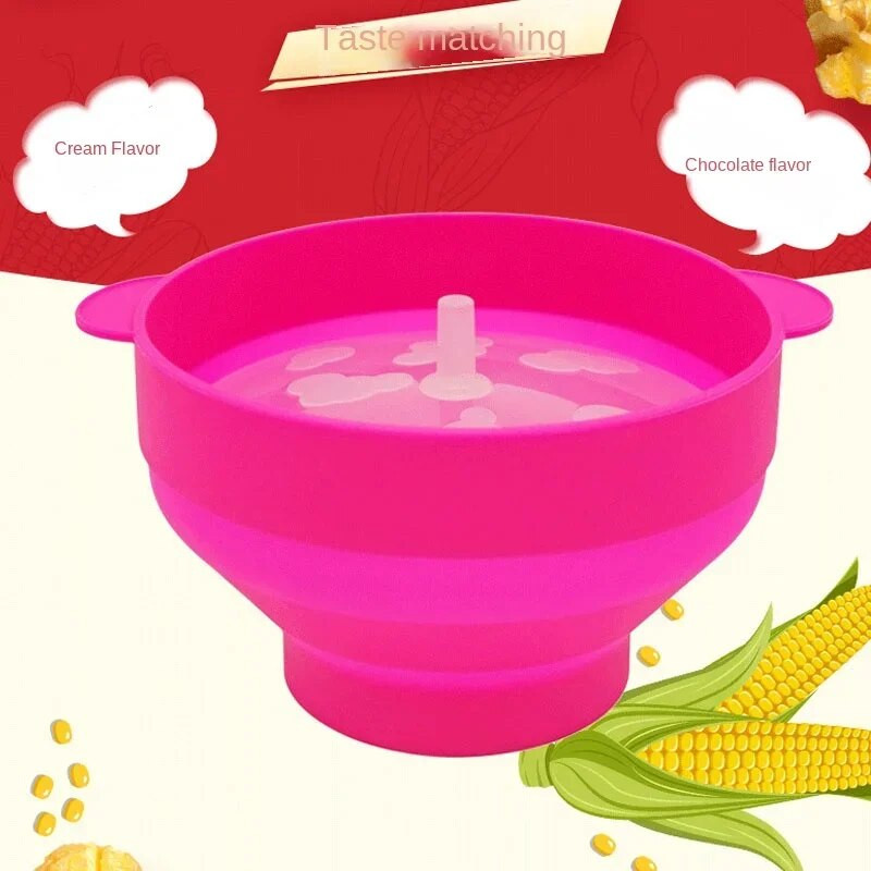 Konyhai mikrohullámú sütő pattogatott kukorica tál vödör szilikon barkácsolás piros pattogatott kukorica készítő fedéllel Chips Gyümölcstál Kiváló minőségű, egyszerű eszközök