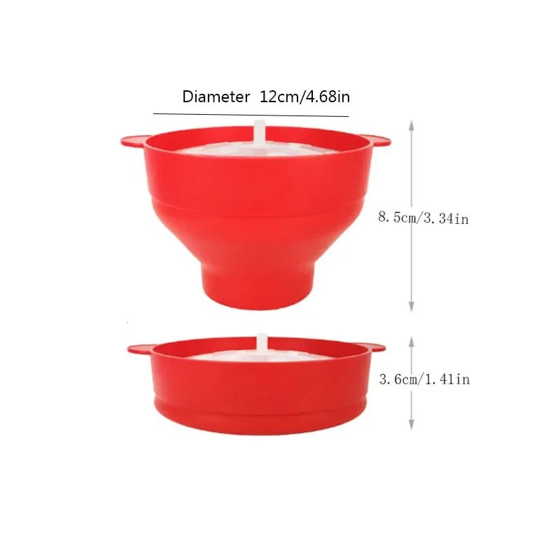 Konyhai mikrohullámú sütő pattogatott kukorica tál vödör szilikon barkácsolás piros pattogatott kukorica készítő fedéllel Chips Gyümölcstál Kiváló minőségű, egyszerű eszközök