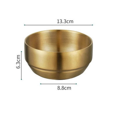 Корейска купа за ориз от неръждаема стомана 304 с капак Двуслойна супа против изгаряне Купи за сервиране на храна Контейнер Кухненски прибори
