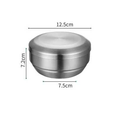 Корейска купа за ориз от неръждаема стомана 304 с капак Двуслойна супа против изгаряне Купи за сервиране на храна Контейнер Кухненски прибори