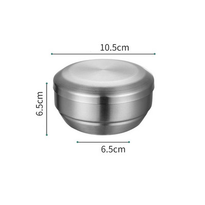 Корейска купа за ориз от неръждаема стомана 304 с капак Двуслойна супа против изгаряне Купи за сервиране на храна Контейнер Кухненски прибори