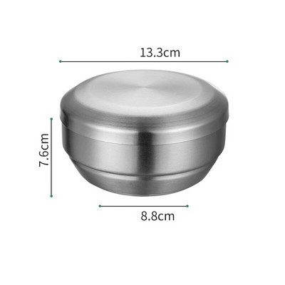 Корейска купа за ориз от неръждаема стомана 304 с капак Двуслойна супа против изгаряне Купи за сервиране на храна Контейнер Кухненски прибори