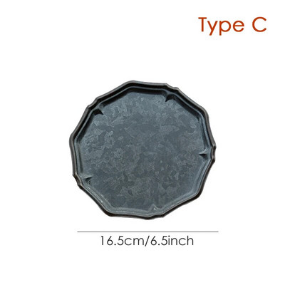 Ретро желязна тава за компот Ръчно изработена реколта за съхранение Поднос за сервиране Изработена чиния с плодове Реквизит за фотография на храна Декорация за домашна кухня