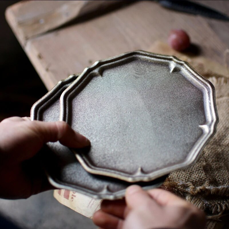 Retro vas kompóttálca Kézműves Vintage Tárolótálca Kézműves Gyümölcstányér Ételfotózás Kellék Otthon Konyha Dekoráció