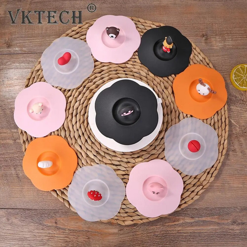 Cute Cat szilikon pohárhuzat porálló szivárgásmentes tea kávé lezárt fedők sapka pormentes újrafelhasználható tömítés tapadókorong fedél Új