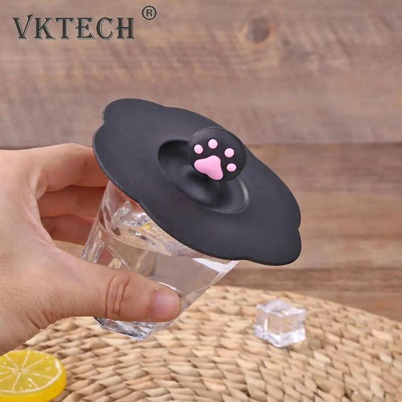 Cute Cat szilikon pohárhuzat porálló szivárgásmentes tea kávé lezárt fedők sapka pormentes újrafelhasználható tömítés tapadókorong fedél Új