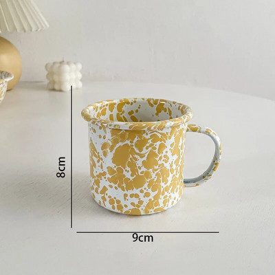 Европейски комплект емайлирани чинии за вечеря Ретро пръскащо мастило Комплекти домашни съдове и чинии Творческа всекидневна Настолен плот Плодова салата Ястие