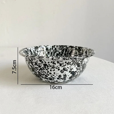 Европейски комплект емайлирани чинии за вечеря Ретро пръскащо мастило Комплекти домашни съдове и чинии Творческа всекидневна Настолен плот Плодова салата Ястие