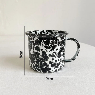 Европейски комплект емайлирани чинии за вечеря Ретро пръскащо мастило Комплекти домашни съдове и чинии Творческа всекидневна Настолен плот Плодова салата Ястие