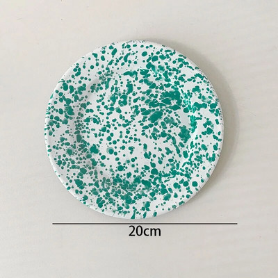 Европейски комплект емайлирани чинии за вечеря Ретро пръскащо мастило Комплекти домашни съдове и чинии Творческа всекидневна Настолен плот Плодова салата Ястие