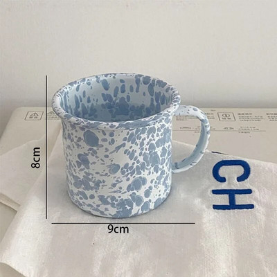 Европейски комплект емайлирани чинии за вечеря Ретро пръскащо мастило Комплекти домашни съдове и чинии Творческа всекидневна Настолен плот Плодова салата Ястие