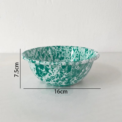 Европейски комплект емайлирани чинии за вечеря Ретро пръскащо мастило Комплекти домашни съдове и чинии Творческа всекидневна Настолен плот Плодова салата Ястие