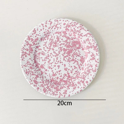 Европейски комплект емайлирани чинии за вечеря Ретро пръскащо мастило Комплекти домашни съдове и чинии Творческа всекидневна Настолен плот Плодова салата Ястие