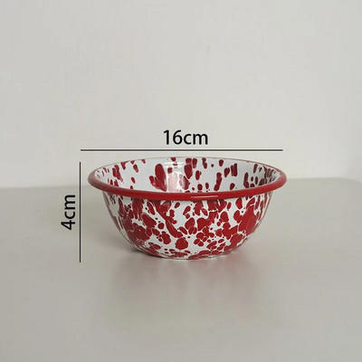 Европейски комплект емайлирани чинии за вечеря Ретро пръскащо мастило Комплекти домашни съдове и чинии Творческа всекидневна Настолен плот Плодова салата Ястие