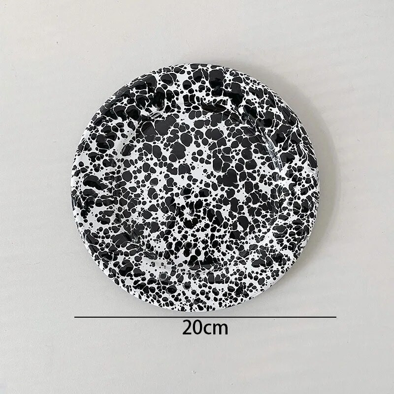 Európai zománcozott tányérkészlet Retro Splash Ink Otthoni edények és tányérkészletek Kreatív nappali asztali gyümölcssaláta étel