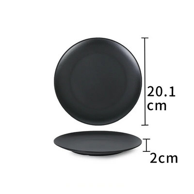 Черна меламинова чиния против падане, кръгла храна, закуски, суши, пържола, тава, десерт, чай, чиния, чиния, кухненски аксесоари