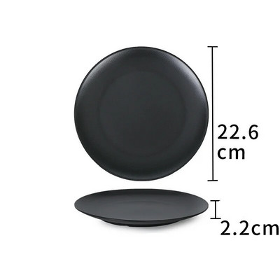 Черна меламинова чиния против падане, кръгла храна, закуски, суши, пържола, тава, десерт, чай, чиния, чиния, кухненски аксесоари