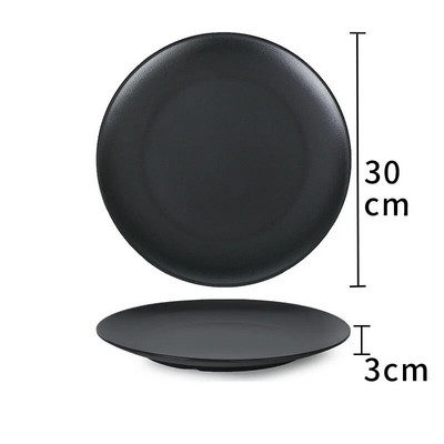 Черна меламинова чиния против падане, кръгла храна, закуски, суши, пържола, тава, десерт, чай, чиния, чиния, кухненски аксесоари