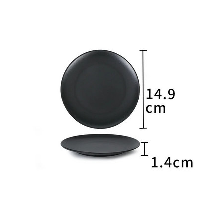 Черна меламинова чиния против падане, кръгла храна, закуски, суши, пържола, тава, десерт, чай, чиния, чиния, кухненски аксесоари