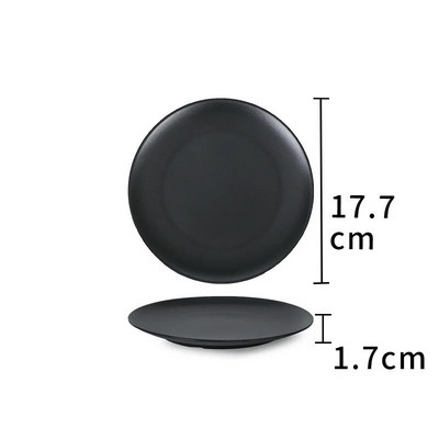 Черна меламинова чиния против падане, кръгла храна, закуски, суши, пържола, тава, десерт, чай, чиния, чиния, кухненски аксесоари
