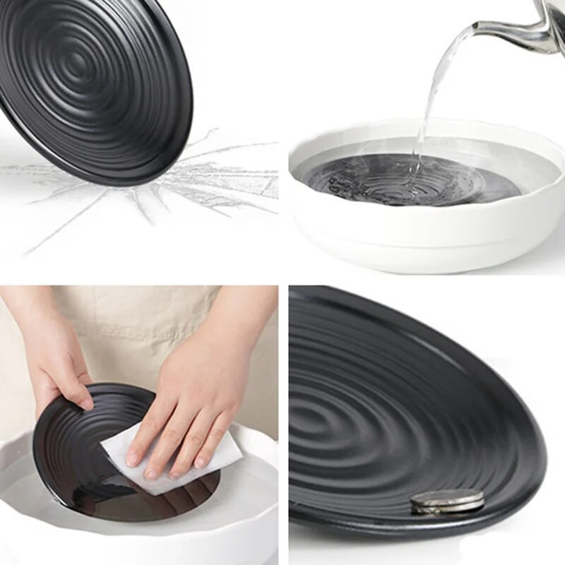 Fekete melamin esésgátló vacsoratál kerek ételek snackek sushi steaktálca desszert tea étkészletek konyhai kiegészítők
