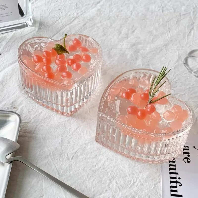 Szerelem szív alakú üvegtálak cukorka üvegek fagylalt desszertek rágcsálnivalók edények gyümölcspohár Nappali szárított gyümölcstál cukortál