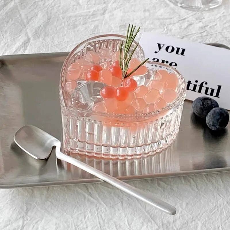 Szerelem szív alakú üvegtálak cukorka üvegek fagylalt desszertek rágcsálnivalók edények gyümölcspohár Nappali szárított gyümölcstál cukortál