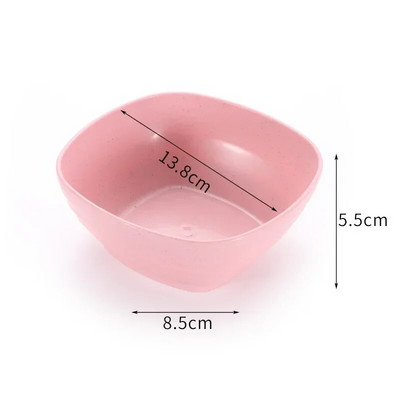 Квадратни купи за супа от пшенична слама Рамен против падане Голяма салата Купи с плодов ориз Контейнер за храна Кухненски прибори за хранене Подходящ за микровълнова