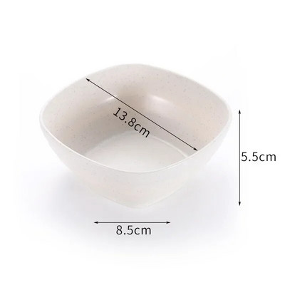 Квадратни купи за супа от пшенична слама Рамен против падане Голяма салата Купи с плодов ориз Контейнер за храна Кухненски прибори за хранене Подходящ за микровълнова