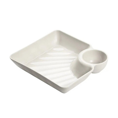 Голяма чиния за кнедли с пространство за оцет Квадратна форма Плато за бисквитки за закуска Поднос за храна Ястие Сервии Кухненски джаджи Чинии