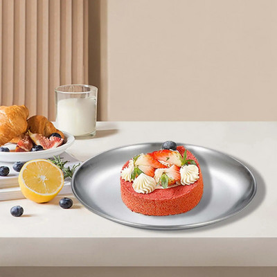 304 неръждаема стомана Десертни чинии за предястие Кръгла метална чиния за вечеря за сервиране на парти Десертно плато за салата Органайзер за плодове