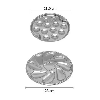 8 гнезда Голяма многофункционална чиния за стриди Неръждаема чиния Френска стрида Миди Ракообразни Тава с морски дарове Домашен ресторант Ястие
