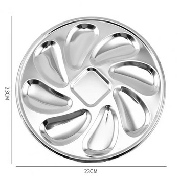 8 гнезда Голяма многофункционална чиния за стриди Неръждаема чиния Френска стрида Миди Ракообразни Тава с морски дарове Домашен ресторант Ястие