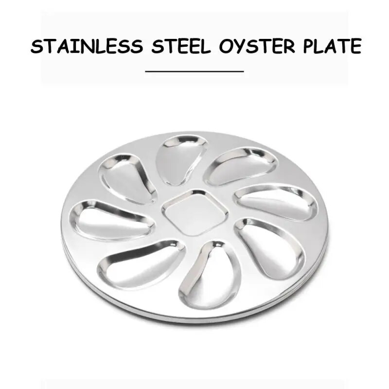 8 rés nagy osztriga multifunkciós tányér rozsdamentes tál francia osztriga kagyló kagyló tenger gyümölcsei tálca otthoni étterem étel