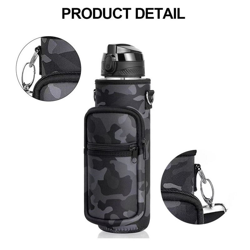 Kereszttest neoprén hordtáska vizespalack védőborító állítható pánt 2 zseb hord vízpohár hüvely kültéri utazás