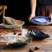 Ιαπωνικό εστιατόριο Retro Creative Ceramic Kiln Change σερβίτσιο Sushi Sashimi Πιάτο Κρύο πιάτο Μικρό πιάτο Επιτραπέζιο σκεύος με κέλυφος στρειδιών