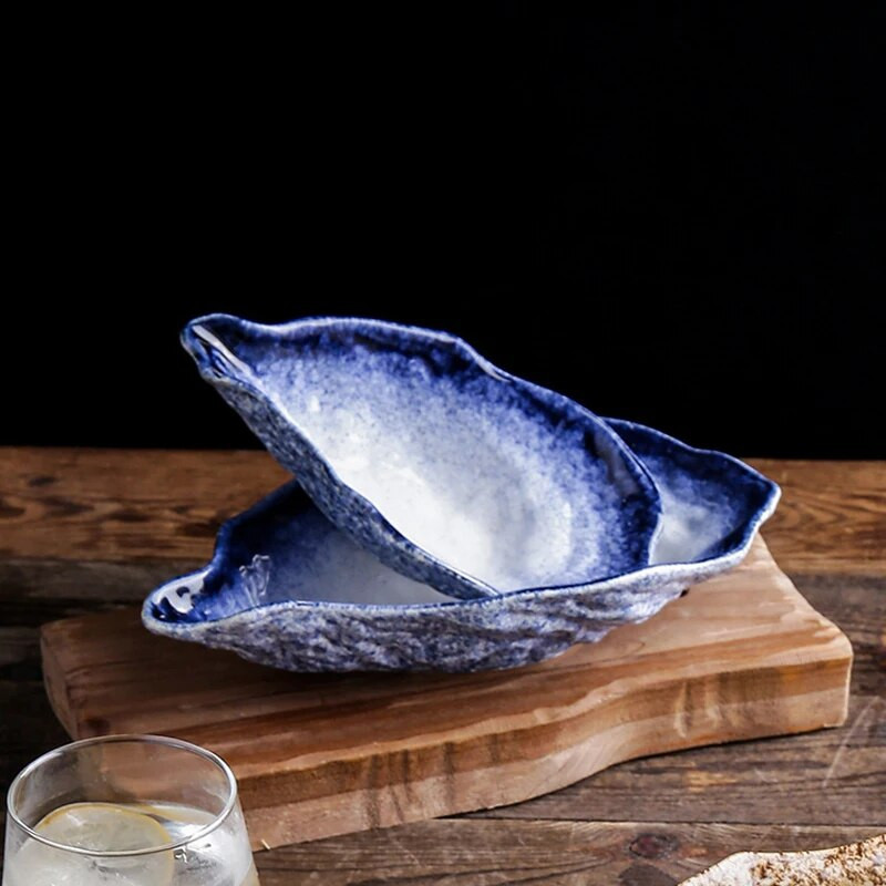 Japán étterem Retro Kreatív kerámia kemence csere étkészlet Sushi Sashimi tányér hidegtál kis tál osztriga kagyló étkészlet