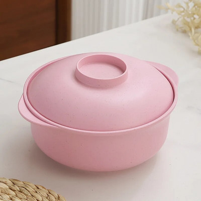 Рамен купа от пшенична слама с капак Посуда от пластмасови влакна Домашен гювеч Купички за бързи юфки Голяма купа за супа Кухненски консумативи