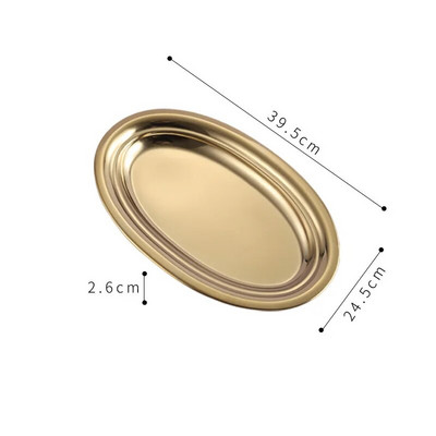 1 бр. Чиния с овална форма от неръждаема стомана в корейски стил Тава за задушена риба Барбекю Оризово руло Ястие за вечеря