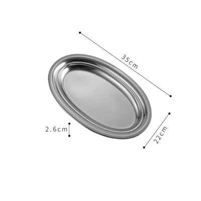 1 бр. Чиния с овална форма от неръждаема стомана в корейски стил Тава за задушена риба Барбекю Оризово руло Ястие за вечеря
