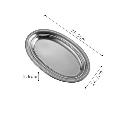 1 бр. Чиния с овална форма от неръждаема стомана в корейски стил Тава за задушена риба Барбекю Оризово руло Ястие за вечеря