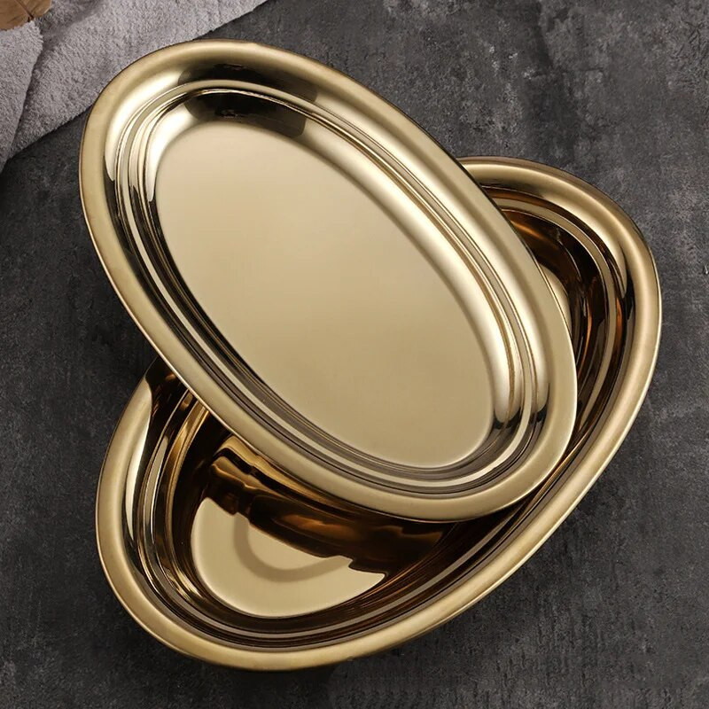 1 db koreai stílusú, rozsdamentes acél, ovális alakú tányér párolt haltálca grillezett rizstekercs vacsoratál