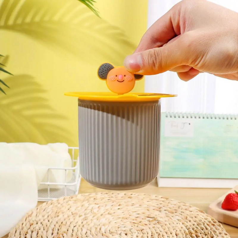 1db átlátszó rajzfilm aranyos szilikon csésze fedő hőálló szivárgásmentes lezárt fedők sapka porálló csésze fedők tea kávé fedők