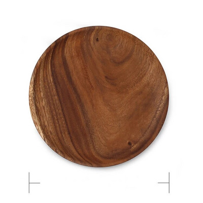 Кръгла чиния от масивно дърво Плодове от цяло акациево дърво Дървена чинийка Поднос за чай Десерт Чиния за закуска Комплект сервизи