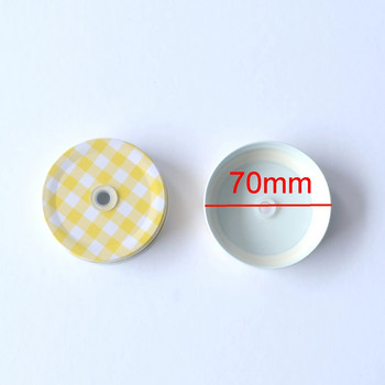 70MM капачки за буркани Mason с дупки за сламка, чаши за пиене Polka Check Lids Парти за рожден ден Капак на винт за стандартна бутилка Mason