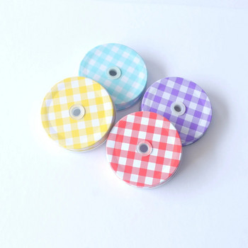 70MM капачки за буркани Mason с дупки за сламка, чаши за пиене Polka Check Lids Парти за рожден ден Капак на винт за стандартна бутилка Mason