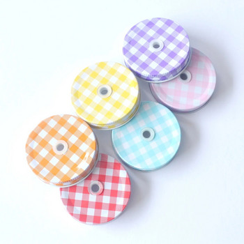 70MM капачки за буркани Mason с дупки за сламка, чаши за пиене Polka Check Lids Парти за рожден ден Капак на винт за стандартна бутилка Mason