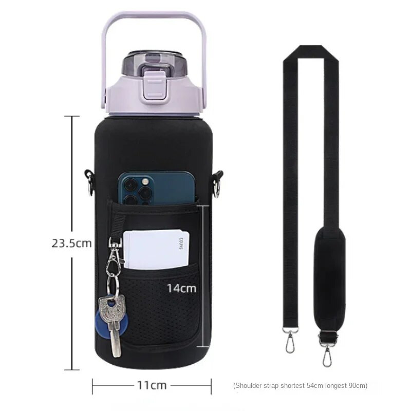 2 literes vizespalack fedők nagy kapacitású motivációs vizes palackok tartó táska termosz hüvely Italkészlet tartozékok csak hüvely