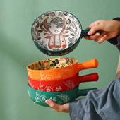 Κεραμικό μπολ μονής λαβής Noodle Bowl Forest Animal Design Μεγάλο μπολ Δημιουργικό Εστιατόριο Οικιακό μπολ με λουλούδια Διακόσμηση σπιτιού