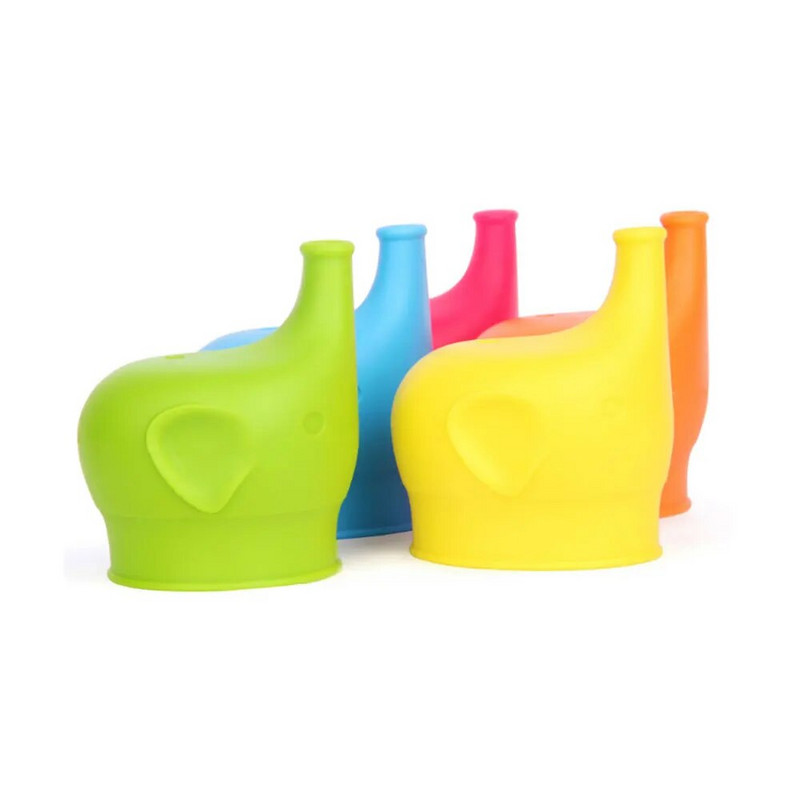 Elefánt alakú szilikon csésze fedelek gyerekeknek gyerekeknek italos palackok nyújtható szivárgásmentes szilikon szalmapohár fedelek palackfedél
